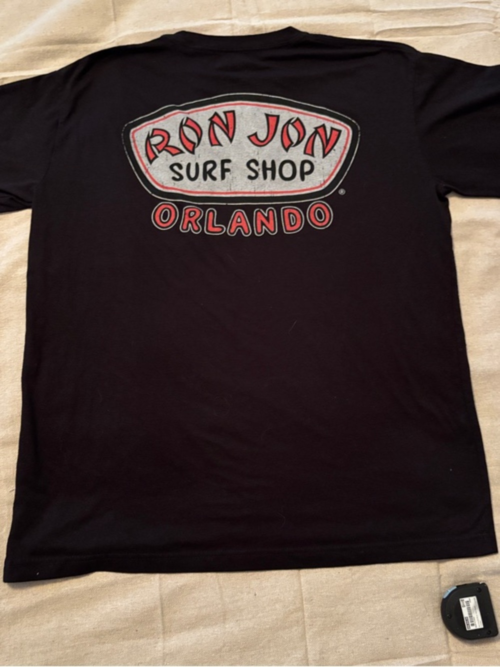 Ron Jon Black Short Sleeve Tee with Red & White Surf Logo XL